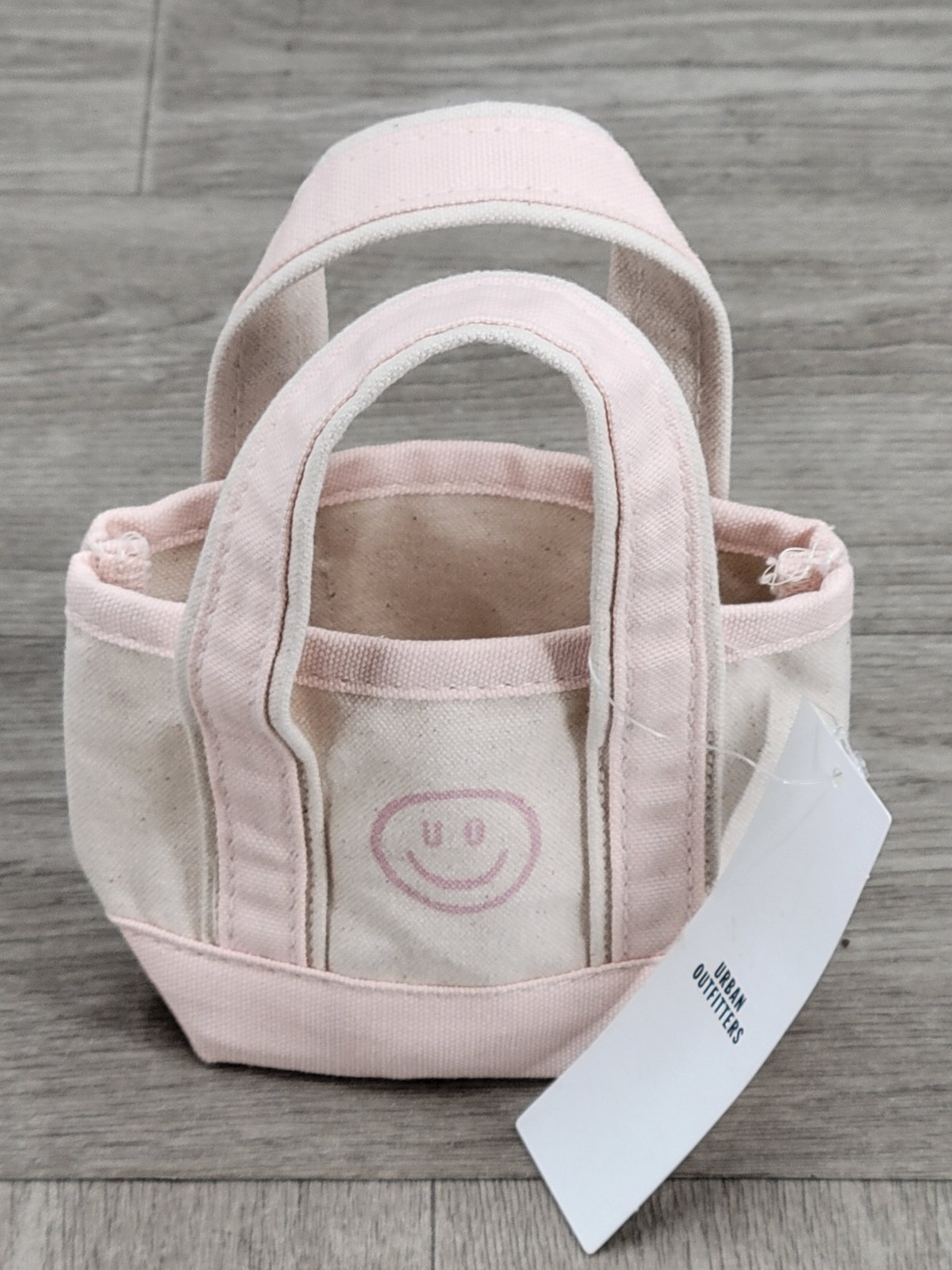 NWT Urban Outfitters BDG Mini Canvas Tote Bag White Pink Trim 6″ Small
