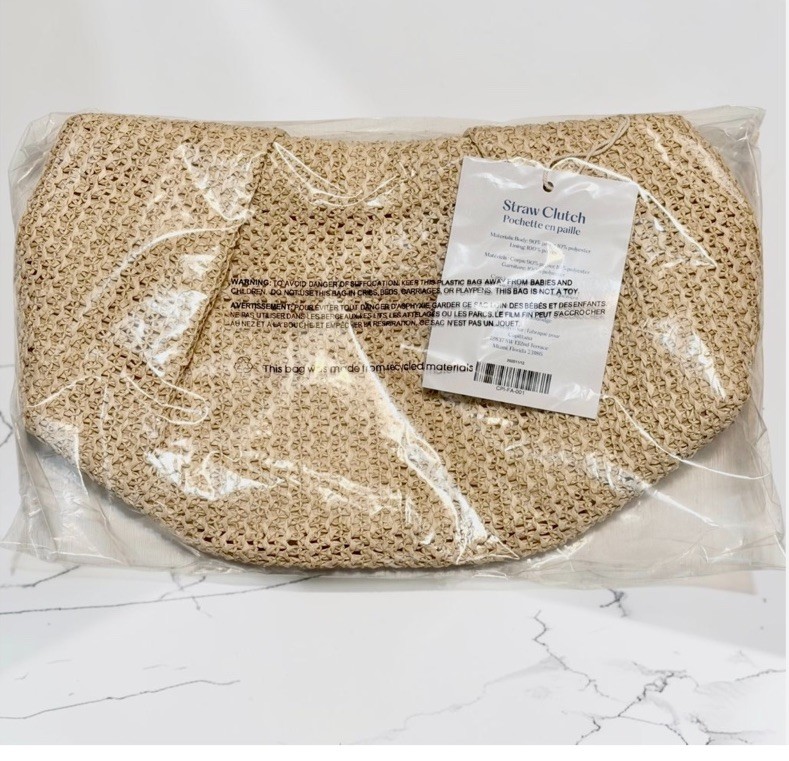Capillana Handcraft Oversized Raffia Clutch Woven Beach Resort Crossbody Bag NWT