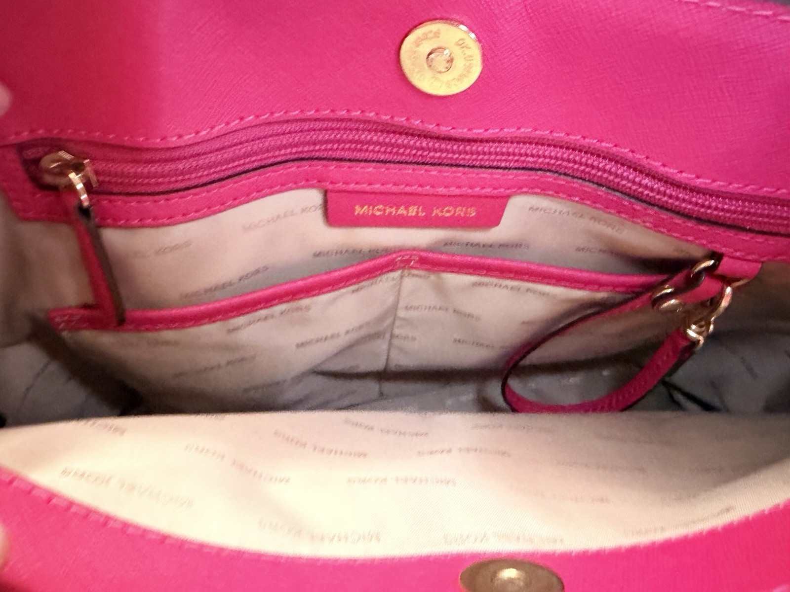 Michael Kors Pink Satchel Top Handle, Zip/Snap, Detachable Crossbody + Wallet