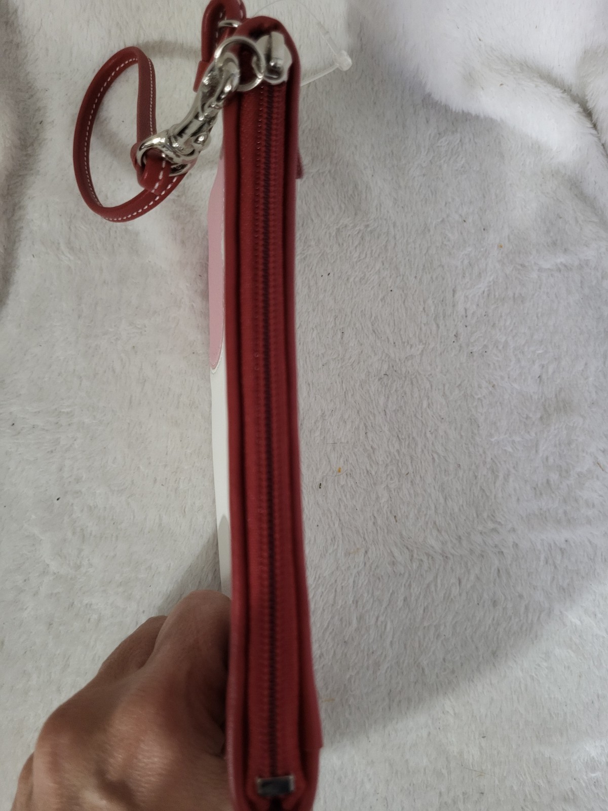 Coach Leather Wristlet with Red Hearts – New without tags – White leather