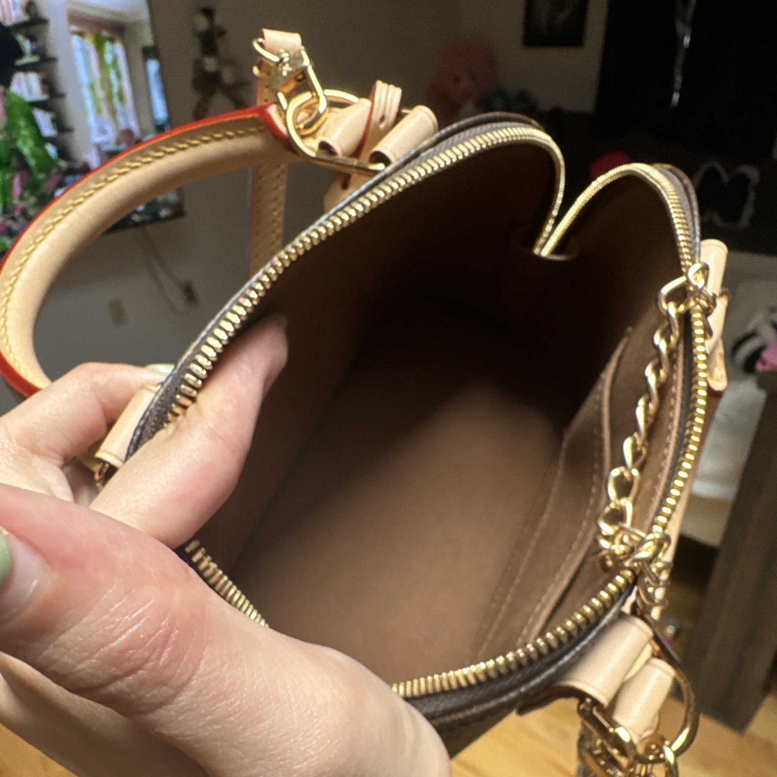 Louis Vuitton Alma BB Monogram Small Top Handle Zip Bag Brown/Beige Lock&Key
