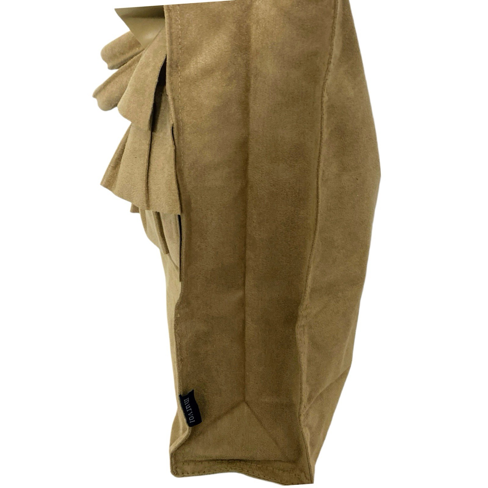 Faux Suede Beige Ruffle Shoulder Bag Tote NWT