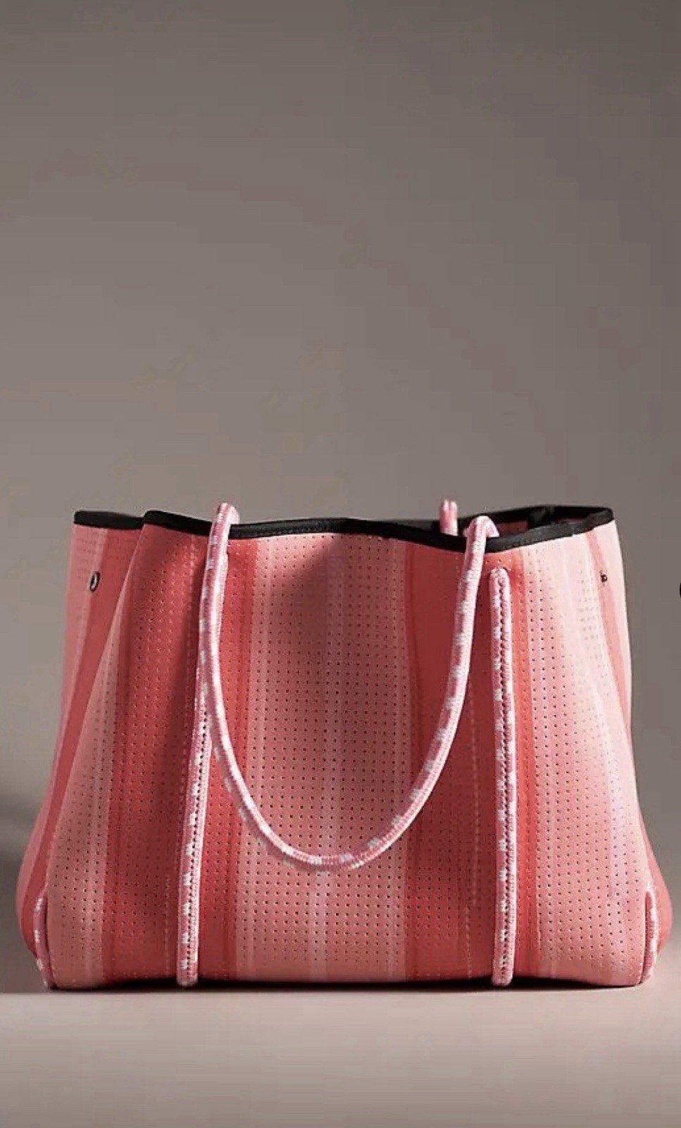 Anthropologie Pop Ups Brand Everyday Neoprene Tote Hook Eye Close Pink Combo NEW