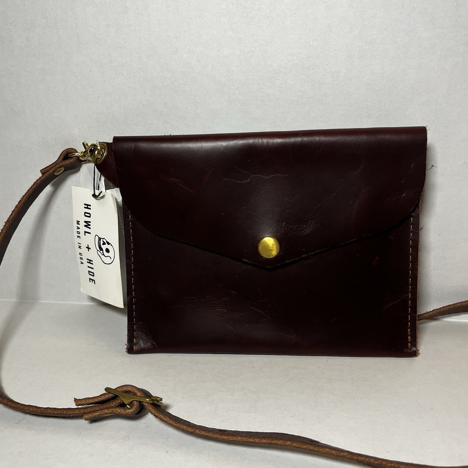 Howl + Hide Leather Daisy Red Envelope Crossbody Bag