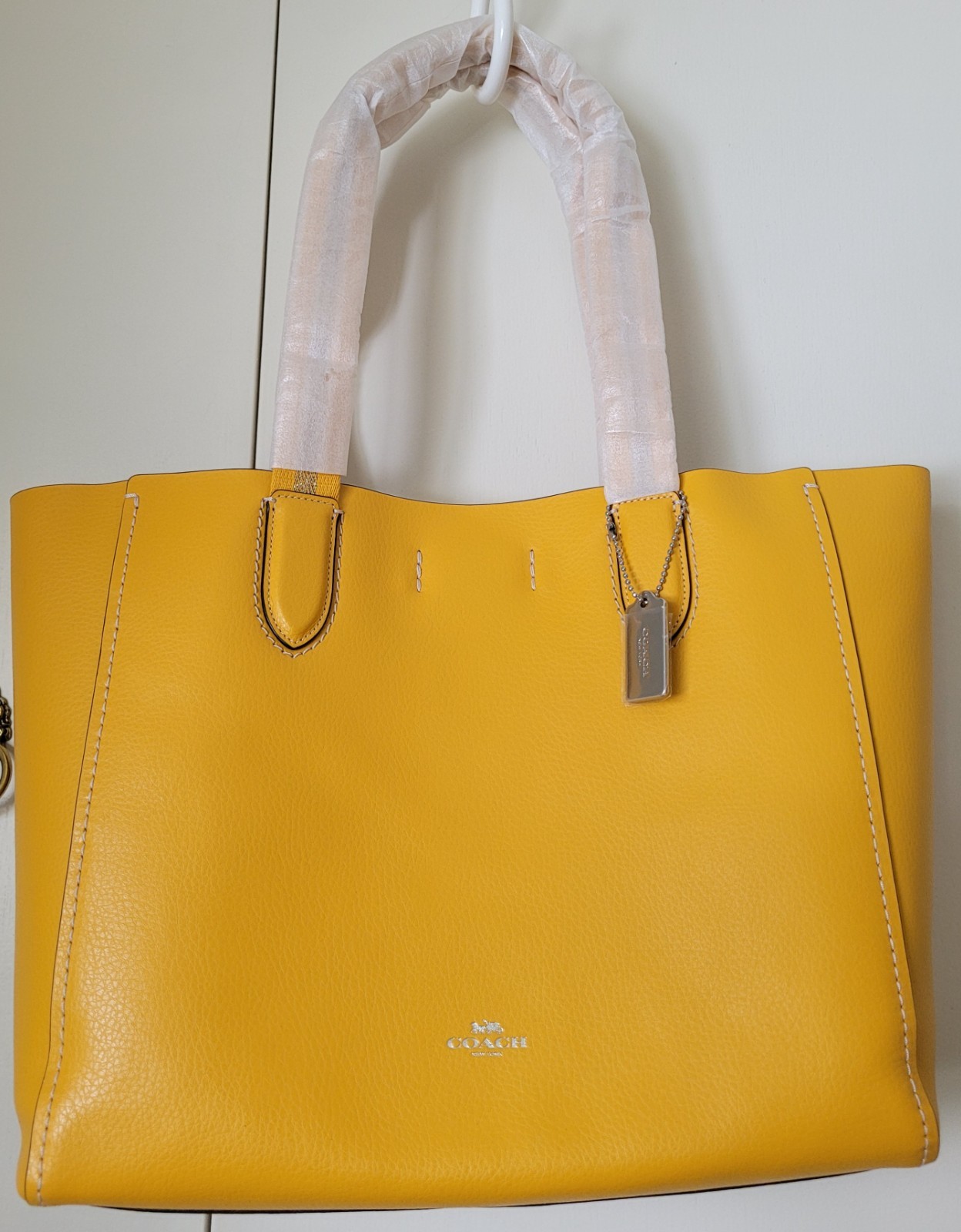 COACH Derby Tote Bag Canary F58660 Soft Pebbled Leather Shoulder Bag Purple inte