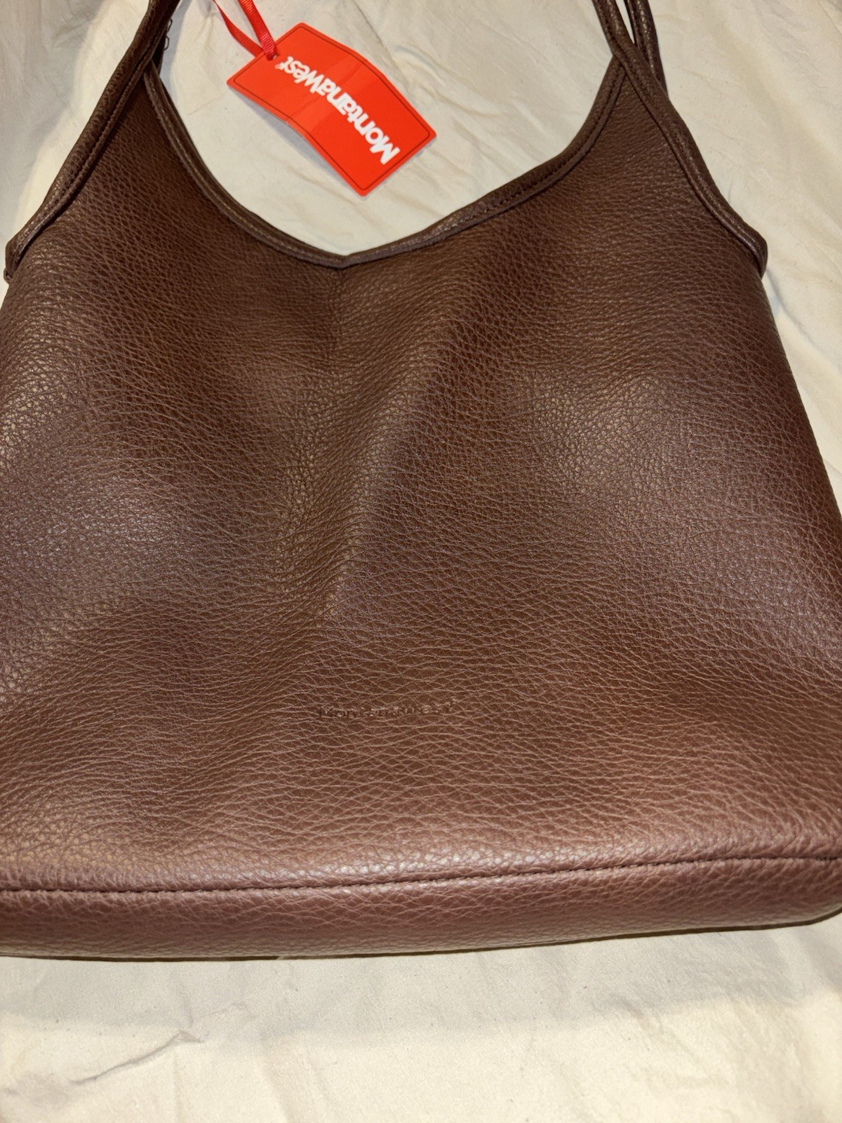 Montana West Brown Hobo Shoulder Bag, Medium, Magnetic Snap, Pockets, Gold