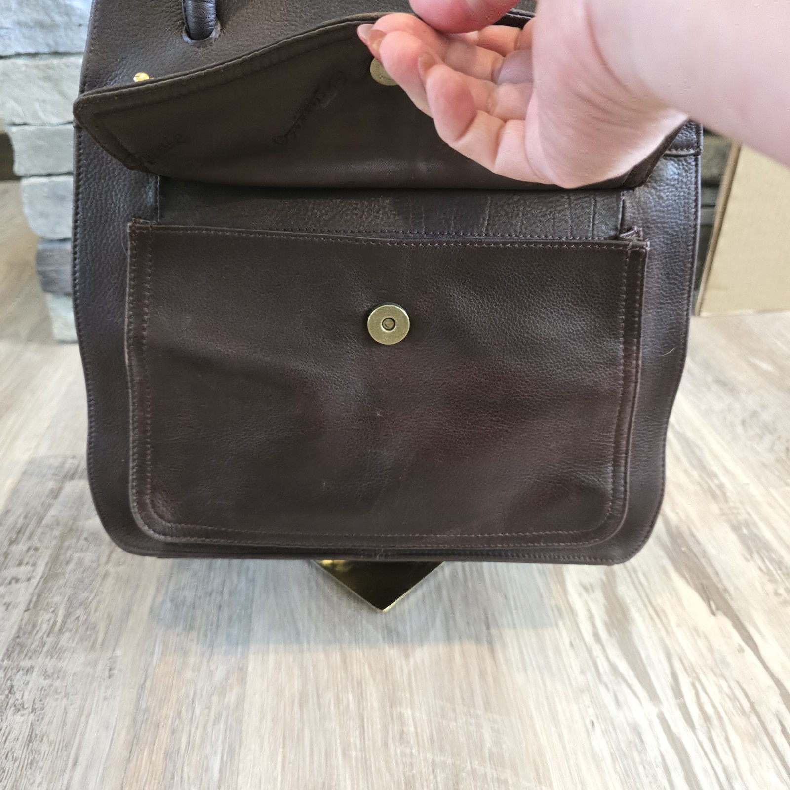 Vtg Fossil Bag Purse Supple Brown Leather Gorgeous Clean Outside Flap 1990s