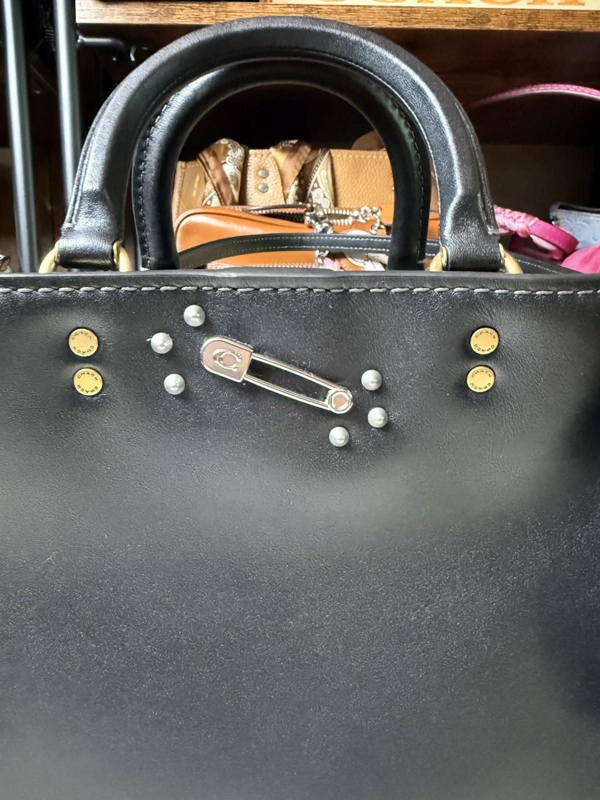 Coach Black Rogue 31 Shoulder Bag With Added Coach Create pins.