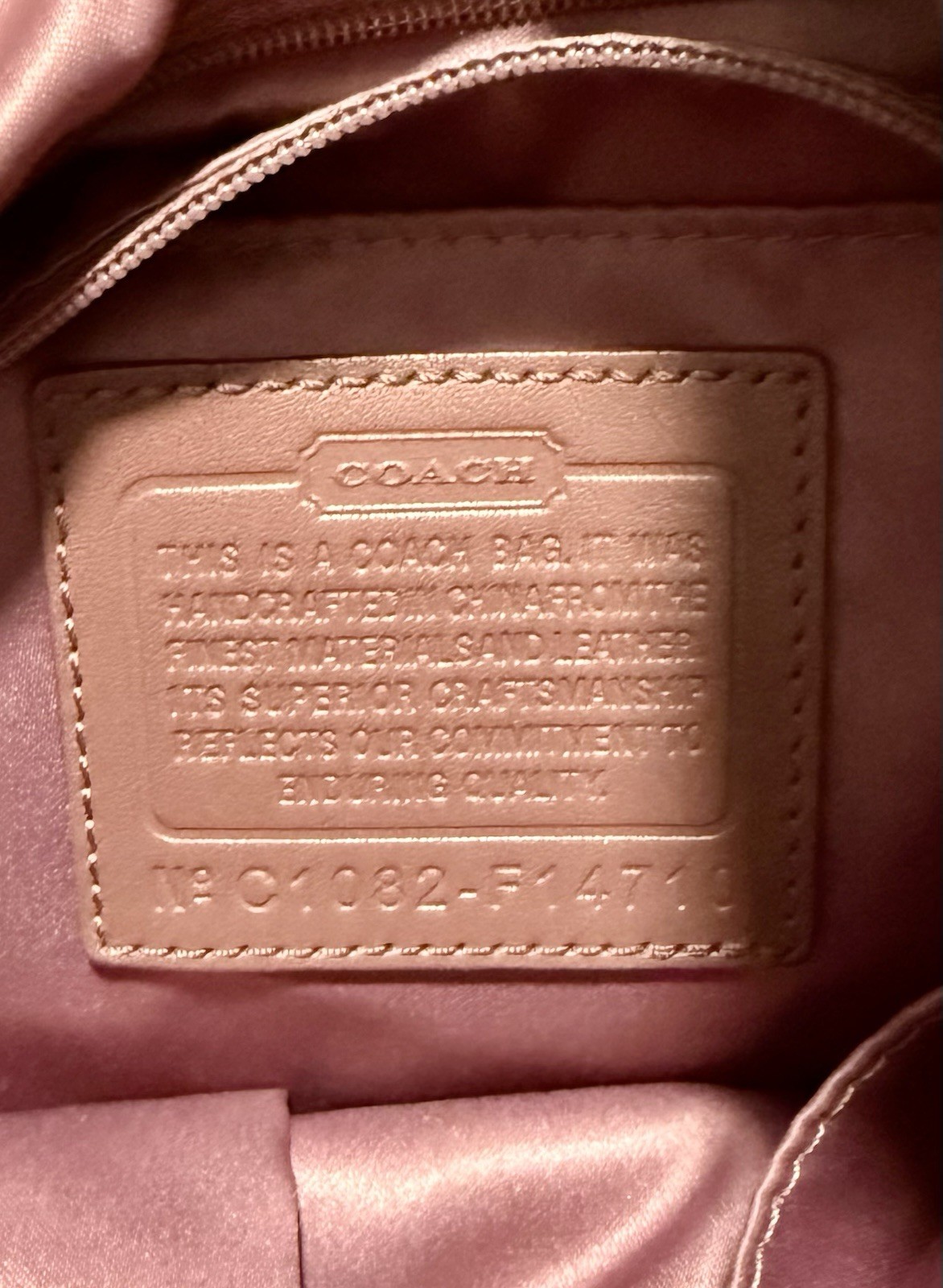 Coach Pink Signature Logo Shoulder Bag Zip Top Detachable Strap Silver