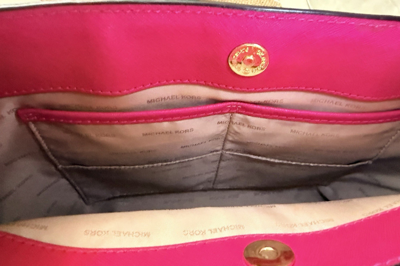 Michael Kors Pink Satchel Top Handle, Zip/Snap, Detachable Crossbody + Wallet