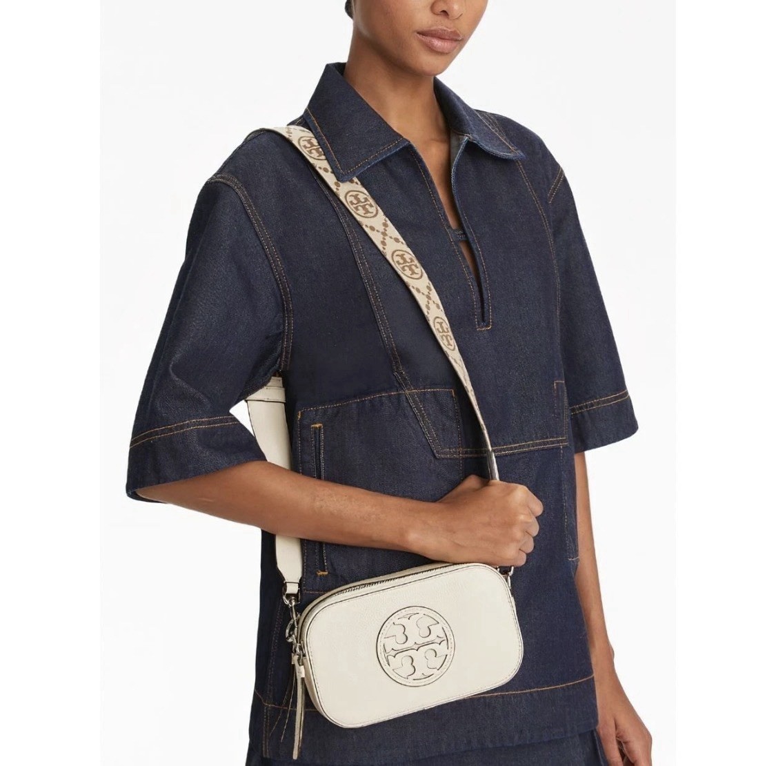 Tory Burch Women’s Mini Miller Crossbody Bag, New Ivory, Off White, One Size