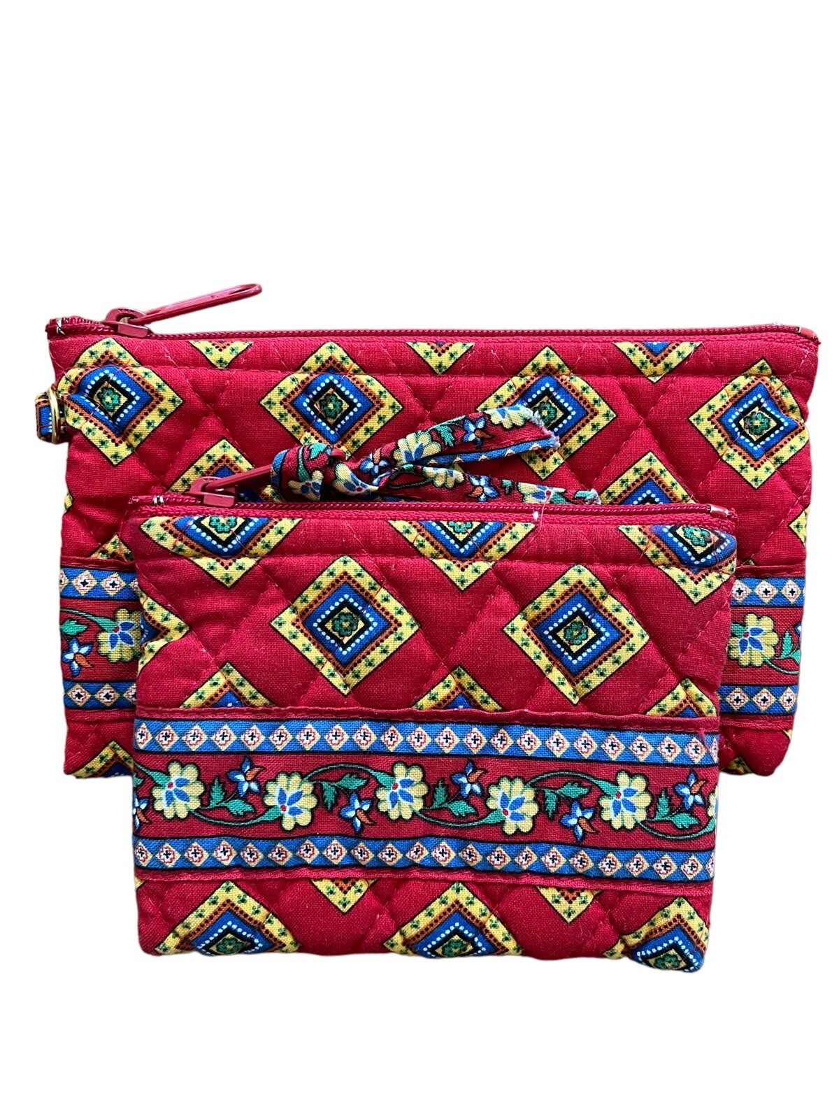 Vera Bradley Villa Red Set With Small And Large Change Purse Quilted