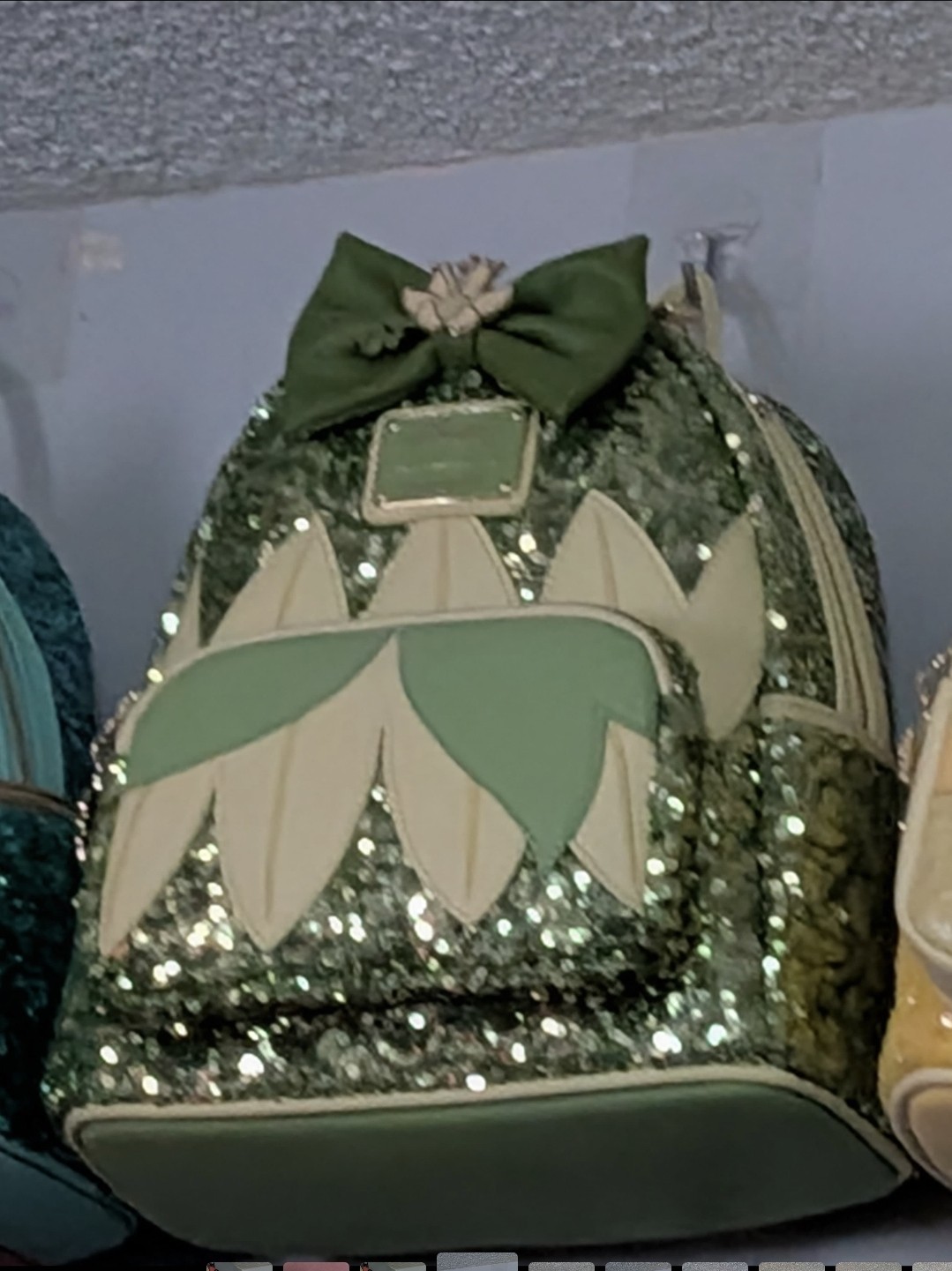 12 Disney Loungefly Sequin Mini Backpack w/ Bow, Zip Closure, Multicolor
