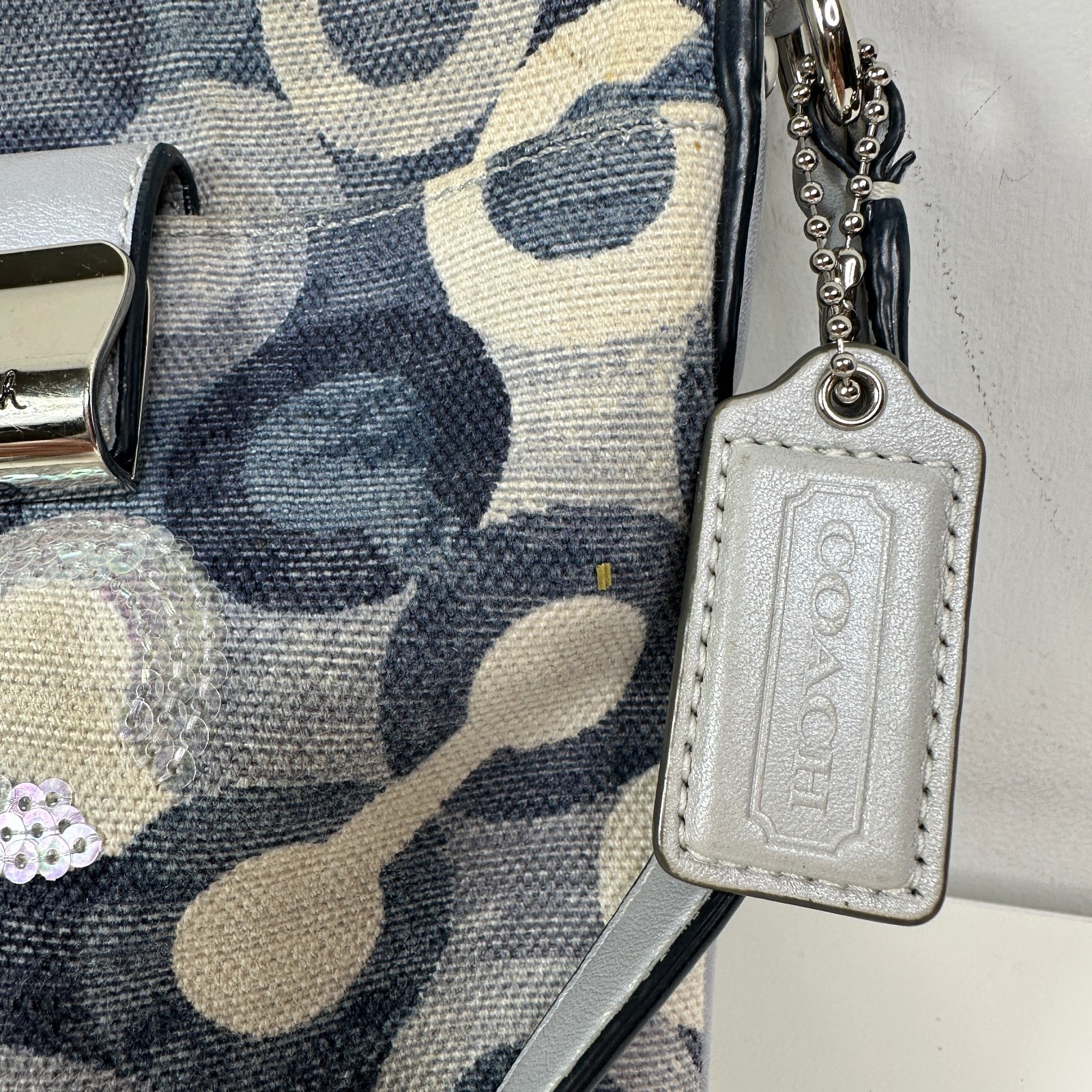 Coach Kristin Swing Bag Crossbody Sequin Signature Blue 43725