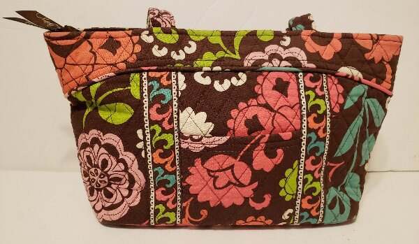 Vera Bradley Lola Brown Print Double Handle Shoulder Hand Bag Tote 14″