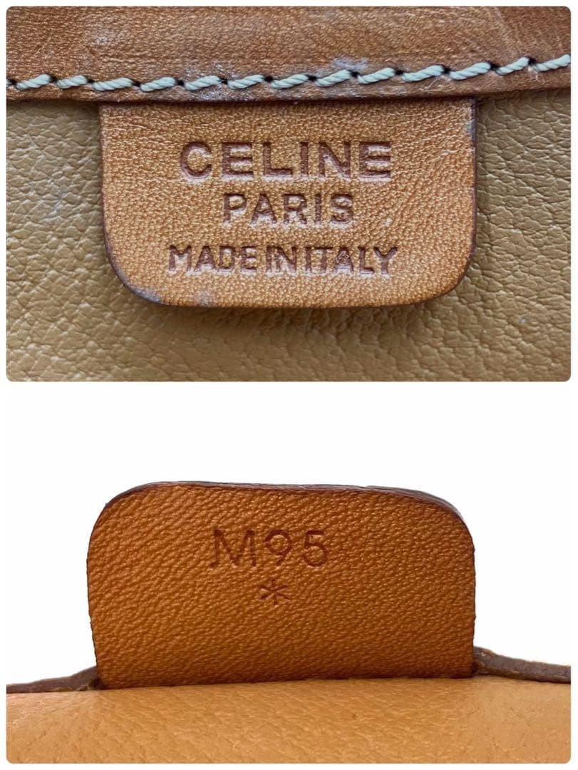 CELINE Macadam Pattern Hand Bag PVC Leather Dark Brown Classic Used From Japan