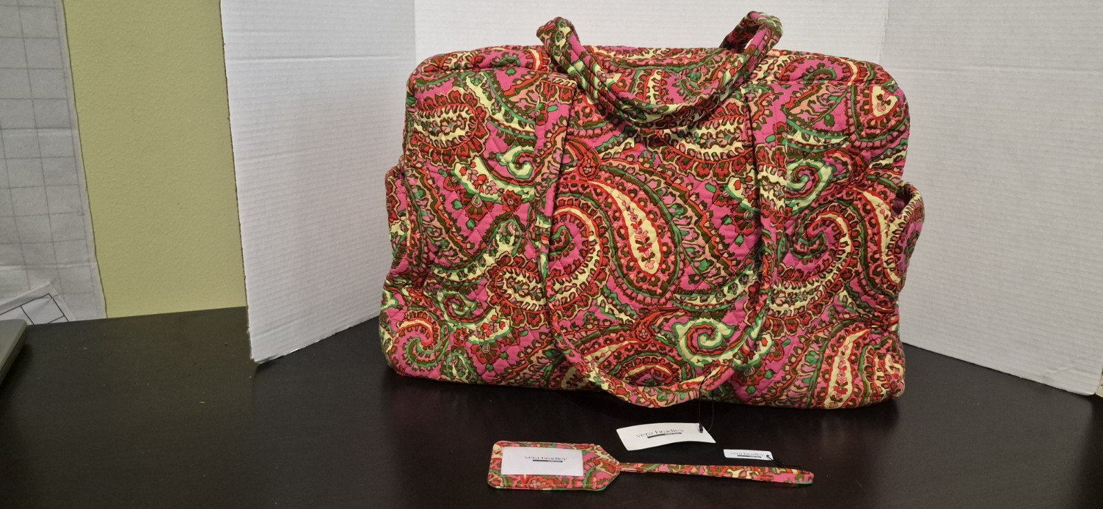 Vera Bradley Large Weekender Travel Bag & Luggage Tag/Capri Pink/NWT