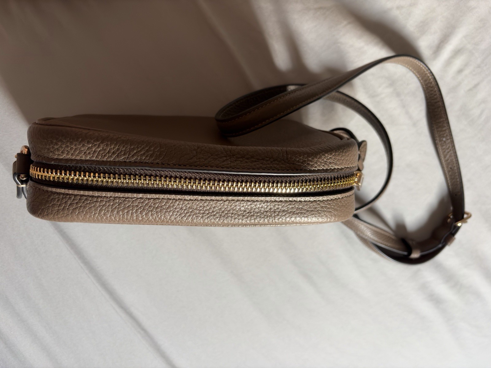 Coach Brown Pebbled Mini Jamie Zip-Top Crossbody Bag