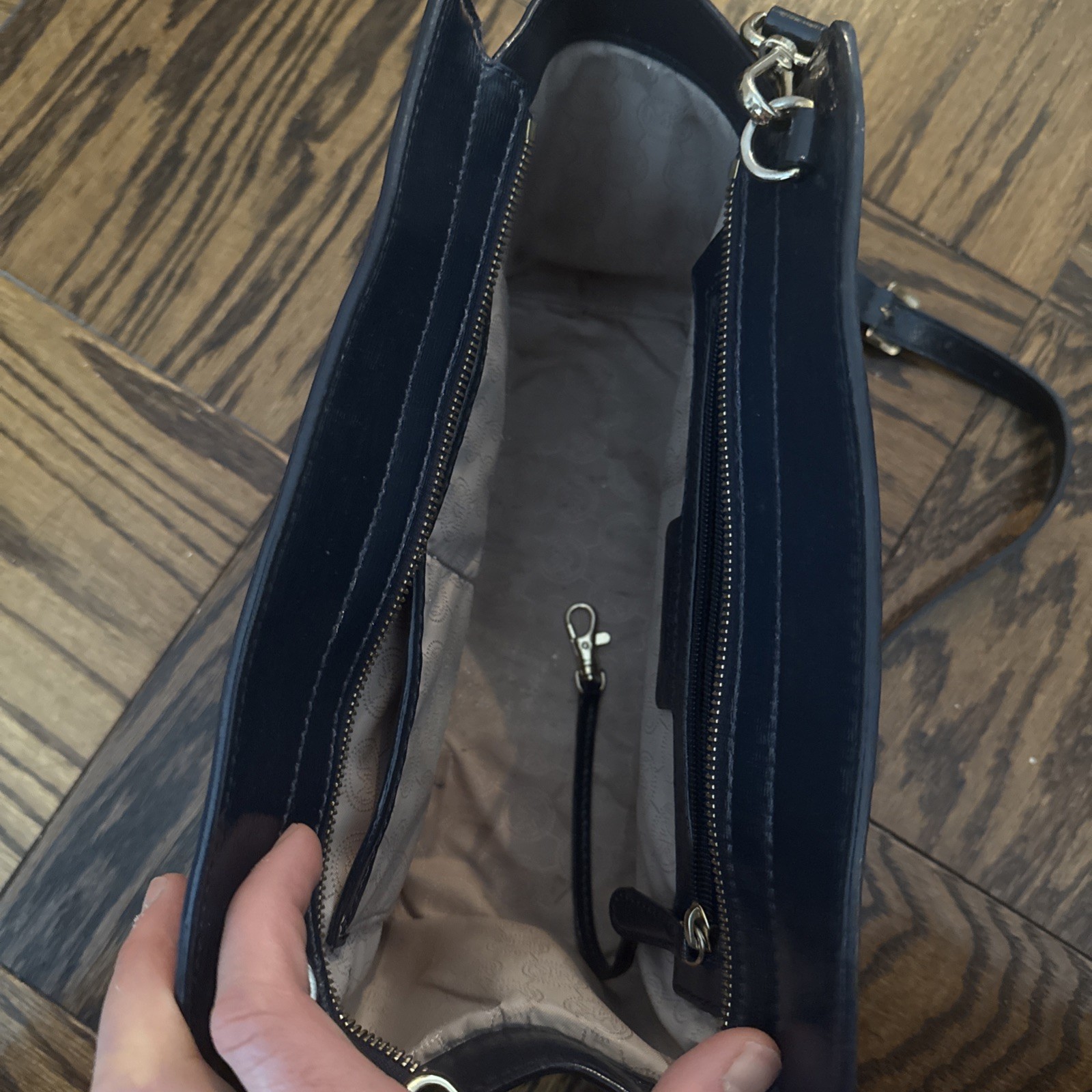 Michael Kors Selma Satchel 100% Saffiano Dark Blue Leather Crossbody Strap