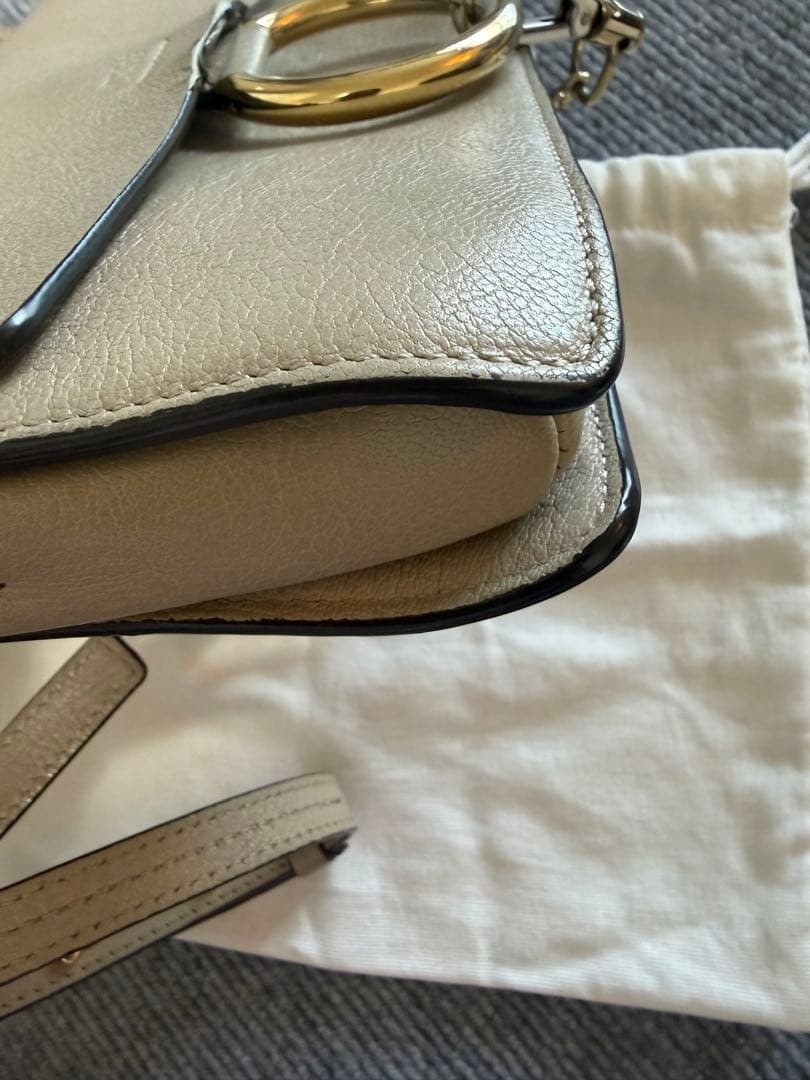 CHLOE Faye Suede Calfskin Small Faye Gold Hardware Shoulder Bag With Dust Bag