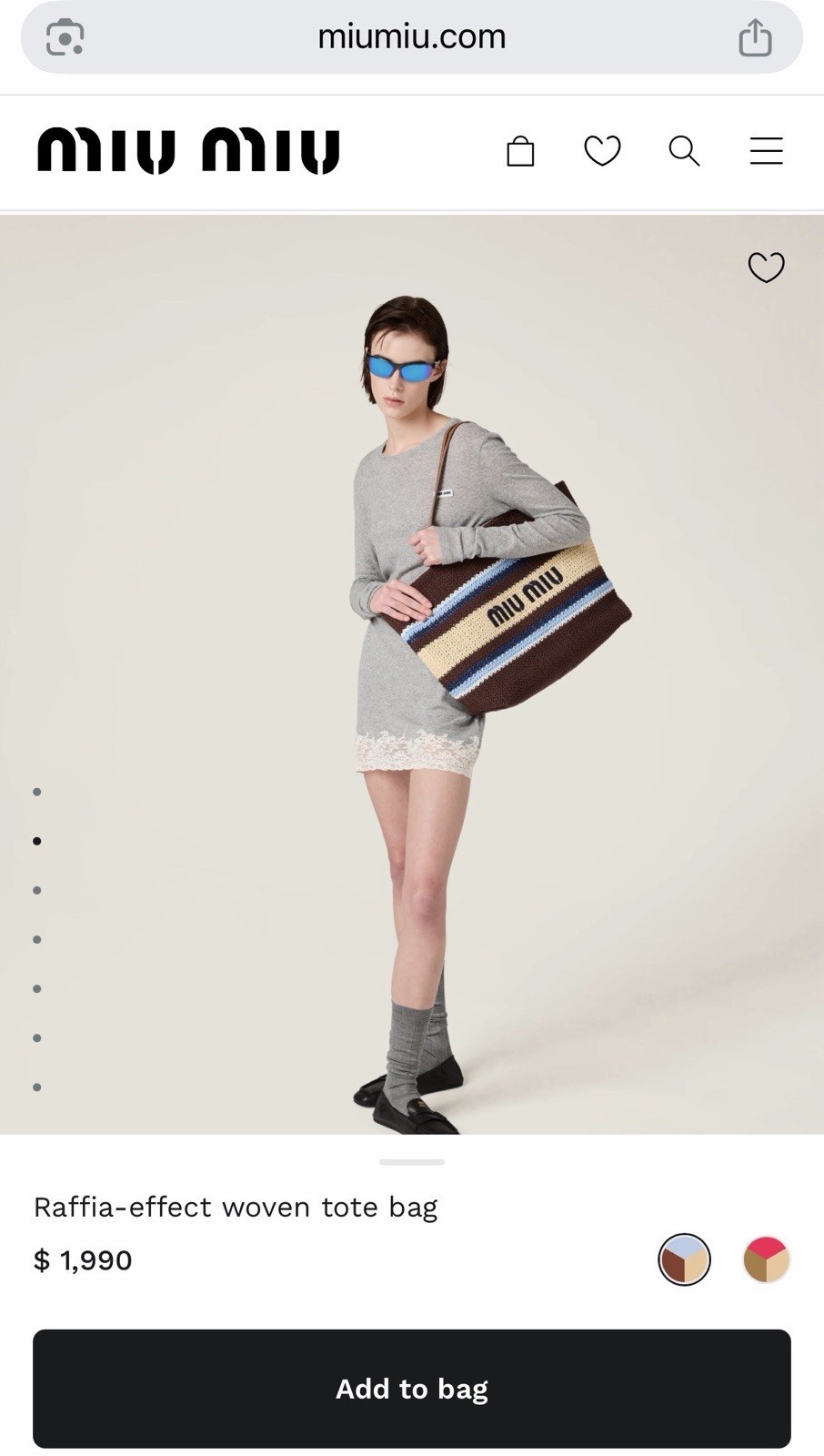 Miu Miu raffia Tote Bag Zip 25 new edition Brown Blue w/ Dust Bag & original box