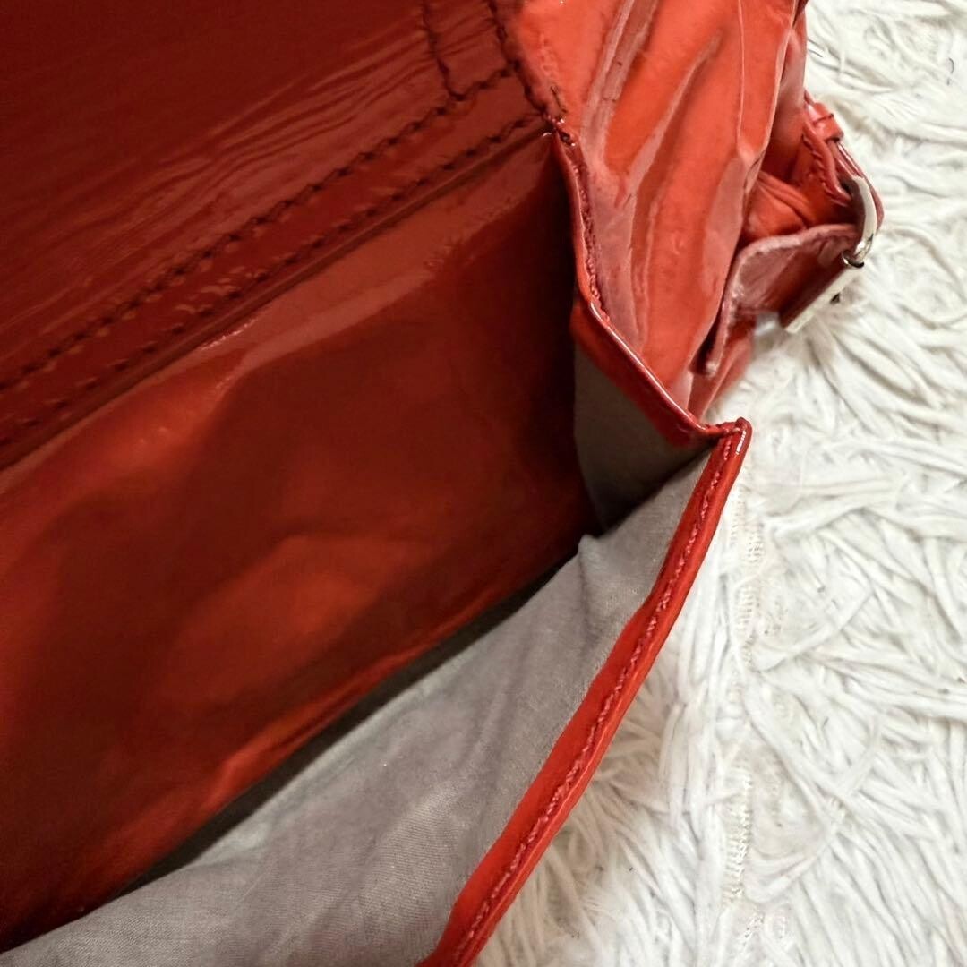 Marc Jacobs Orange Patent Leather Handbag Silver Zip 31cm x 21cm x 11cm