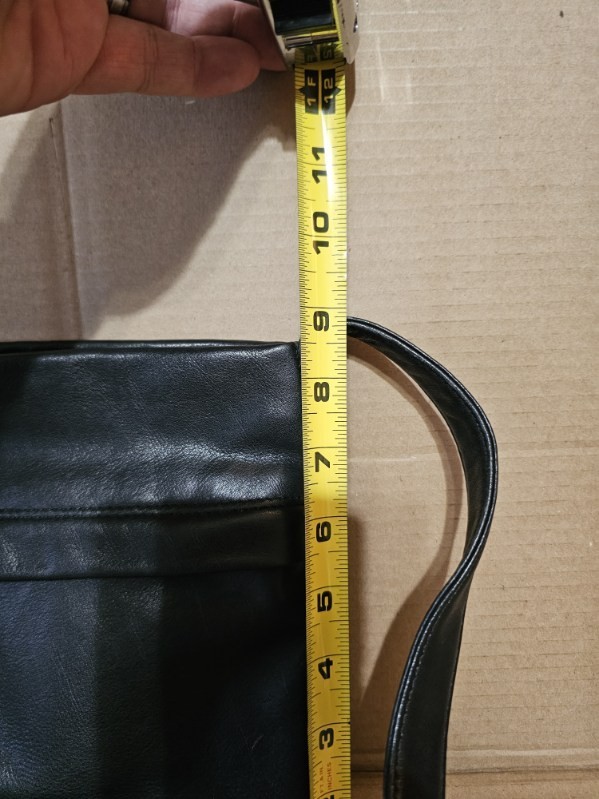 Americana by Sharif Black Leather Crossbody Purse Bag Gold Accents 8×9 Inches