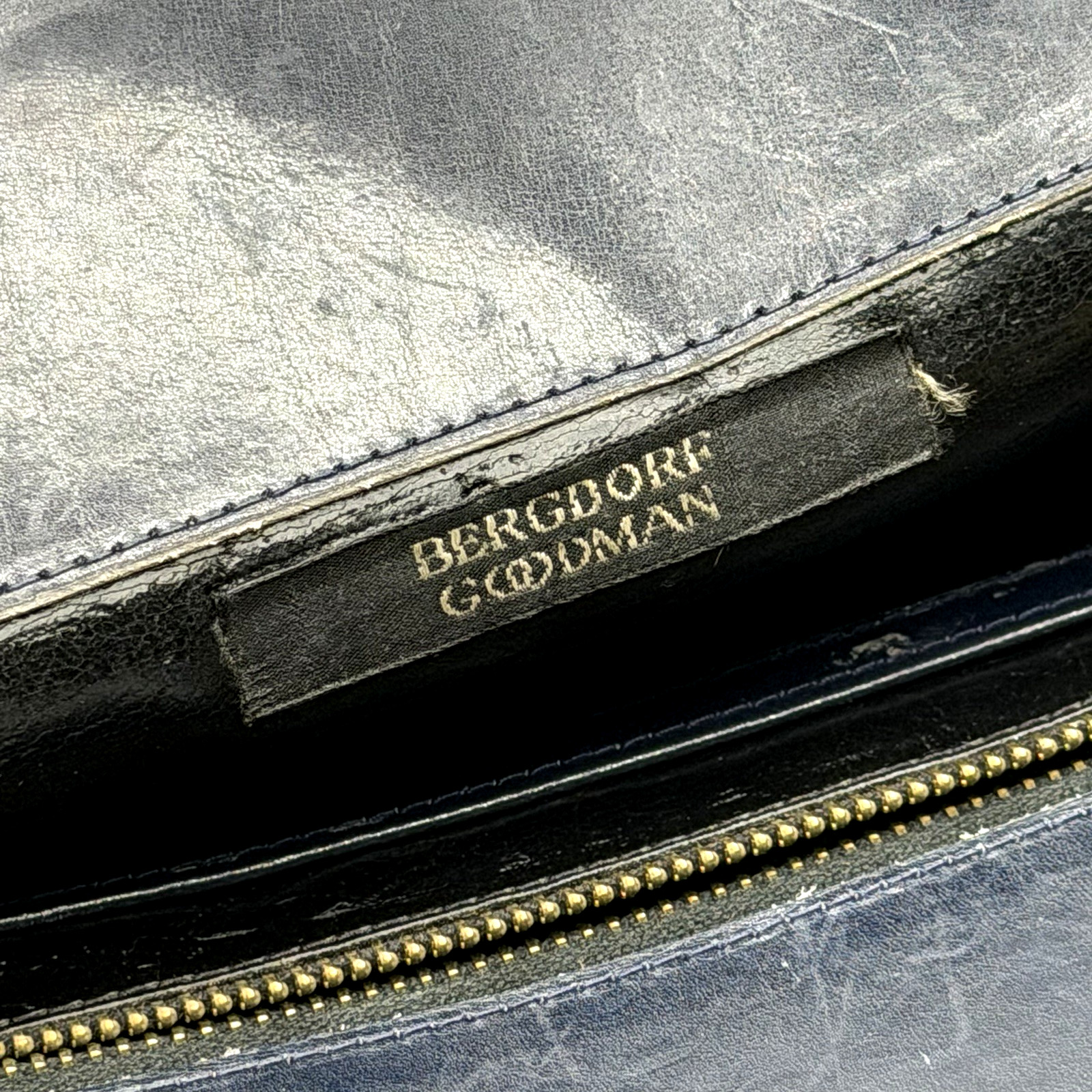 Salvatore Ferragamo Gancini VTG Bergdorf Goodman Navy Leather Envelope Clutch