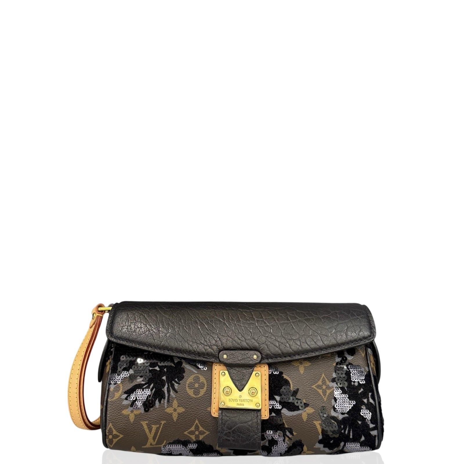 Louis Vuitton Clutch Sequin Calfskin Vachetta Leather Monogram (qy042326d7)