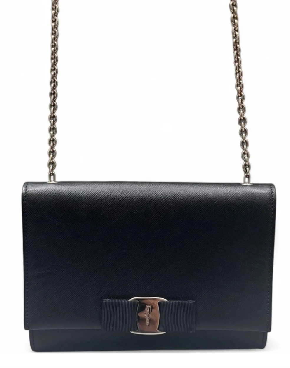 Salvatore Ferragamo, Miss Vara Bow Crossbody Bag, Saffiano, Black