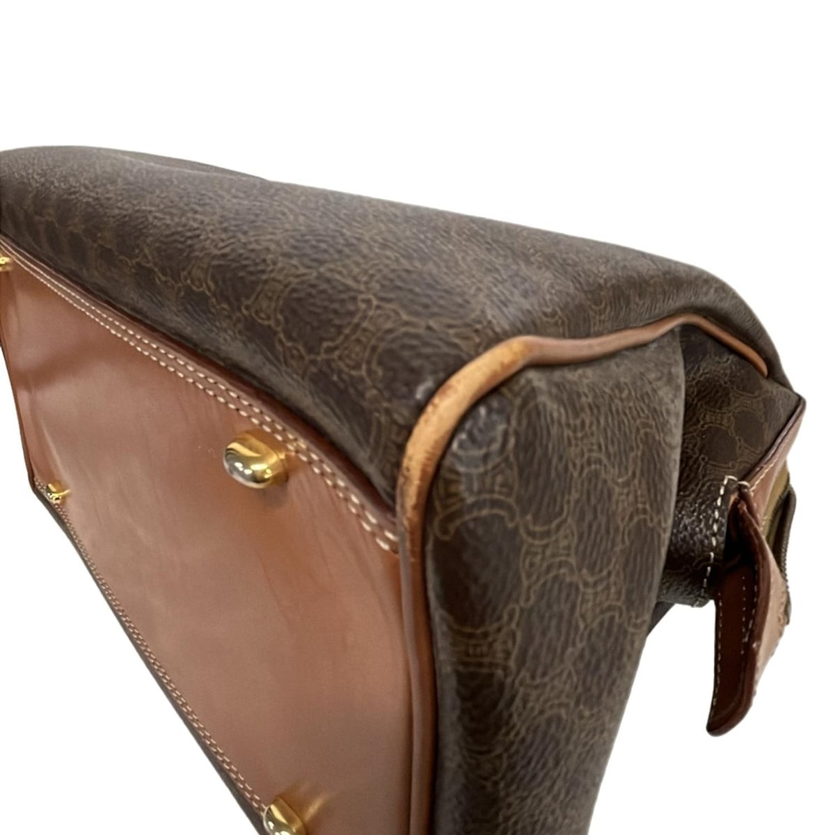 CELINE Macadam Brown Dark Brown PVC Leather Handbag