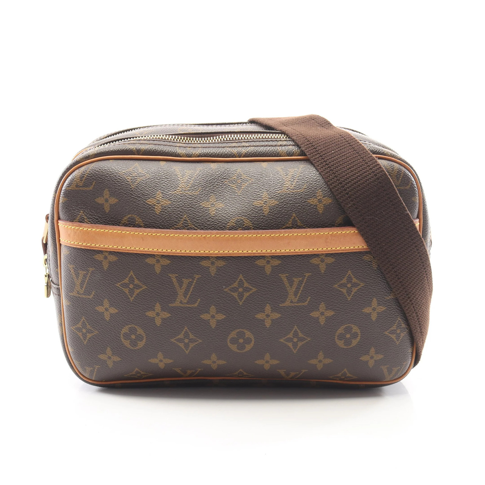 Louis Vuitton Reporter PM Shoulder Bag Brown PVC #RCB13528