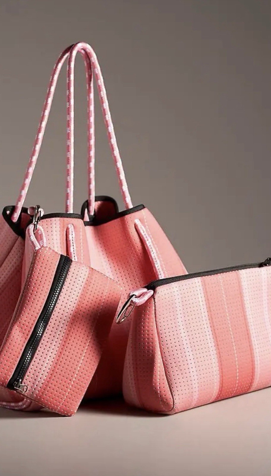 Anthropologie Pop Ups Brand Everyday Neoprene Tote Hook Eye Close Pink Combo NEW