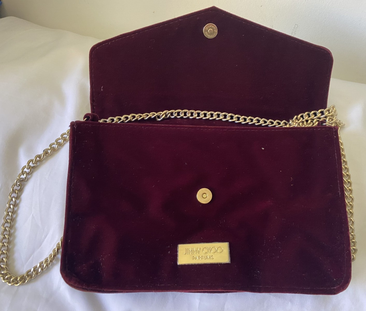 Jimmy Choo Parfums Velvet Burgundy Crossbody Evening Clutch Purse Bag