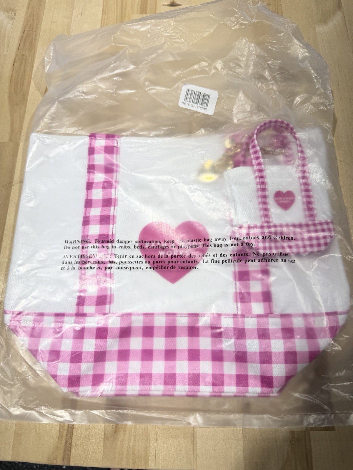 BATH & BODY WORKS PINK GINGHAM CANVAS TOTE BAG & CHARM NWT 2026 SPECIAL EDITION
