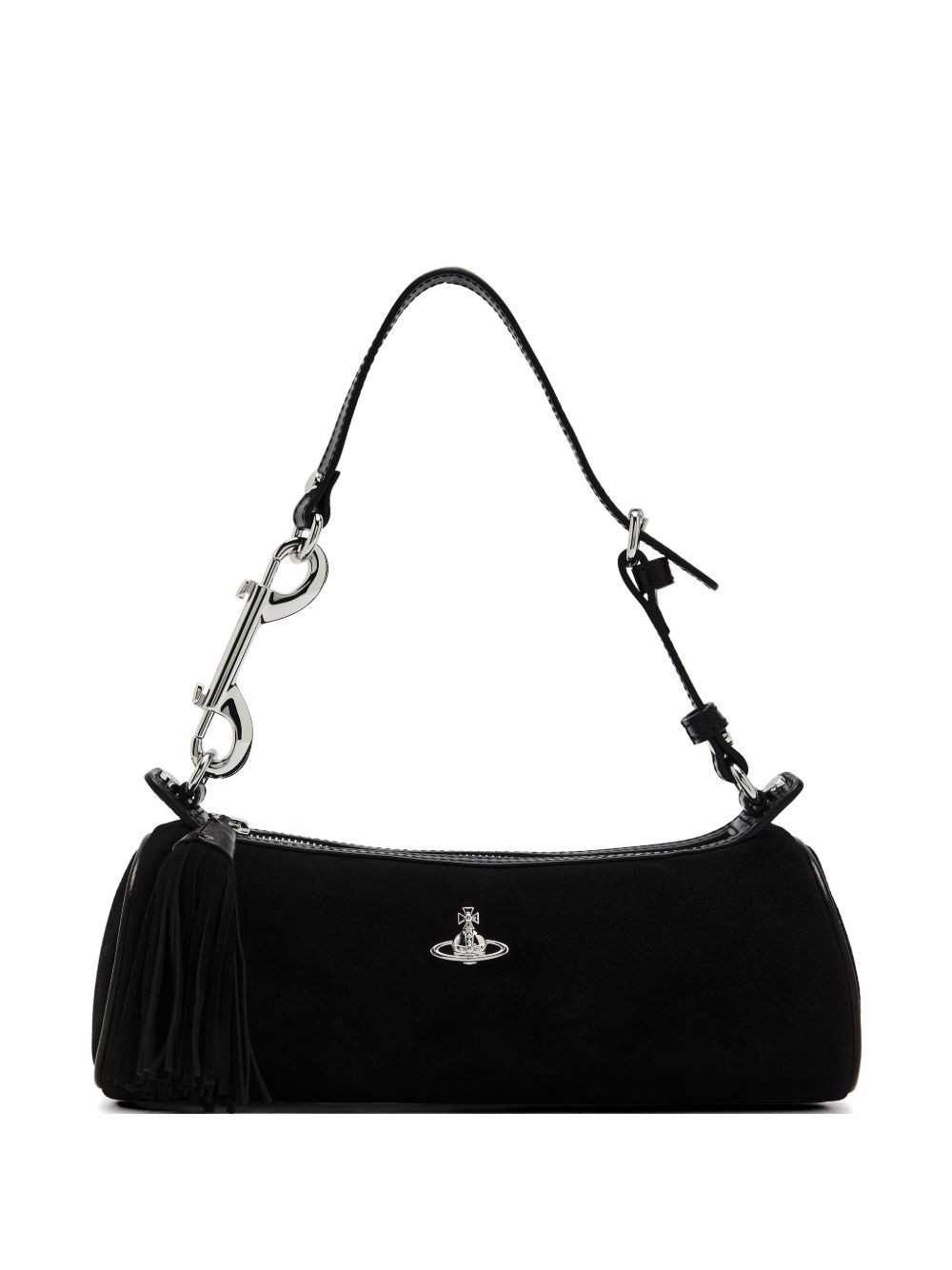 Vivienne Westwood Cindy Logo Detail Cylinder Shoulder Bag Suede Black F/S [DDP]