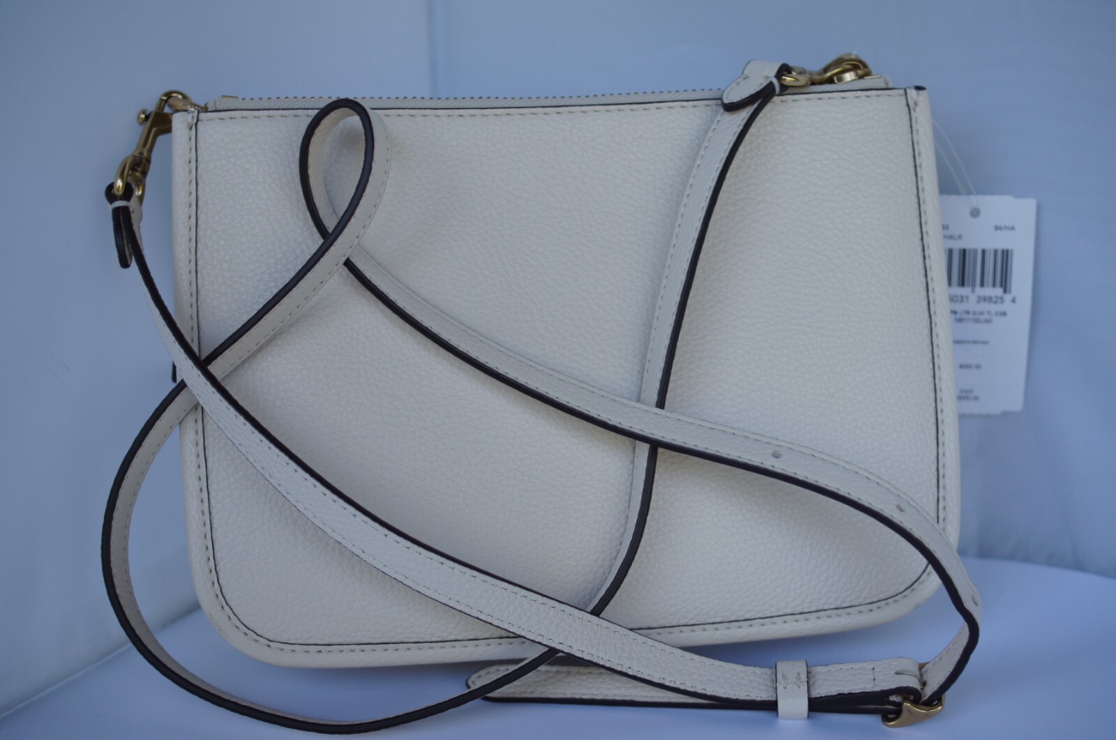 New Coach Women’s Bag Slim Turnlock Crossbody Pebble White Handbag