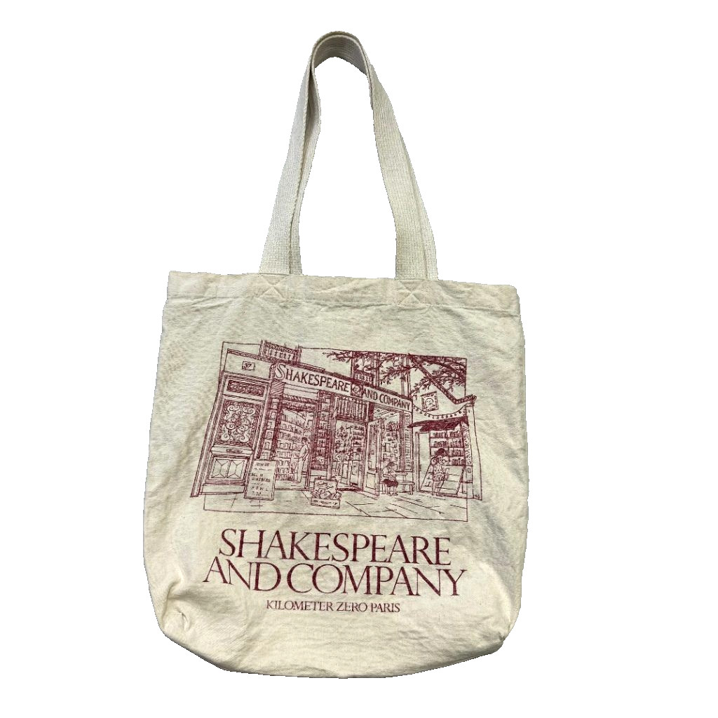 Shakespeare and Company Burgundy Facade Tote Bag Canvas Paris Bookstore Biblioph