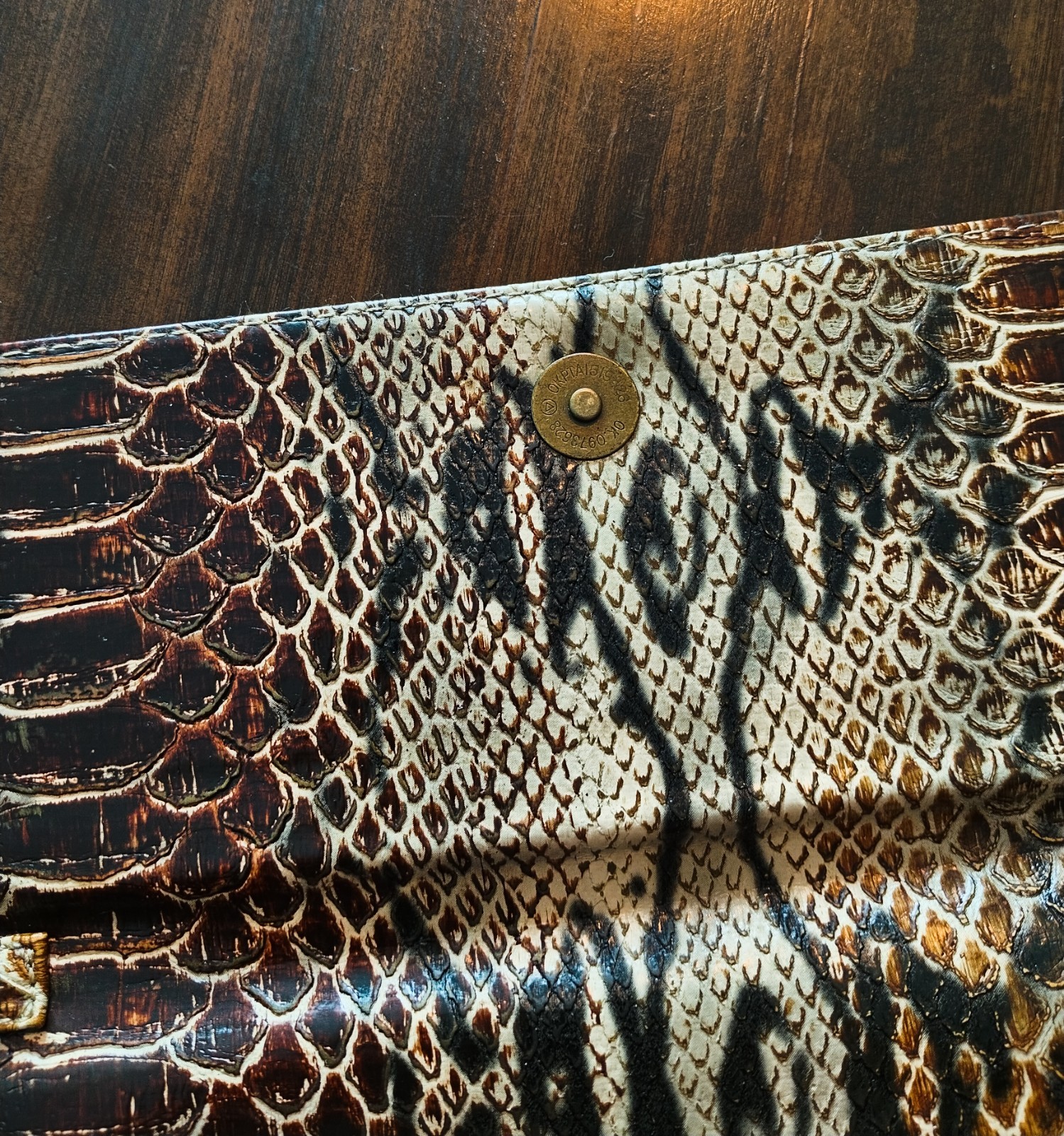 EBISU Python Pattern Clutch With Wristlet Strap