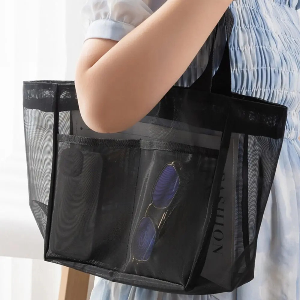 Hollow Large Capacity Makeup Storage Bag Women Multifunctional Mesh Shoulder Bag