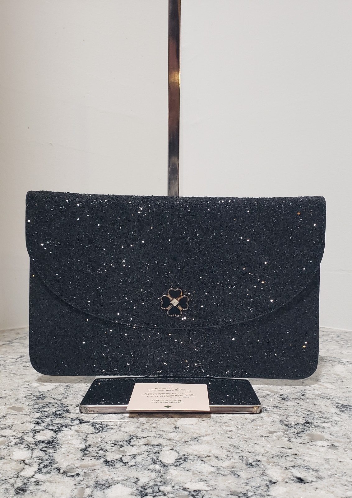 Kate Spade Odette Glitter Large Flap Clutch EUC