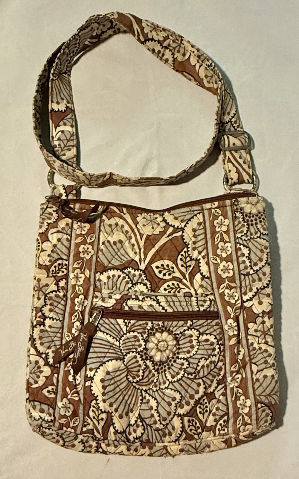 Vera Bradley Slate Blooms Crossbody Purse Brown Floral Quilted Shoulder Bag