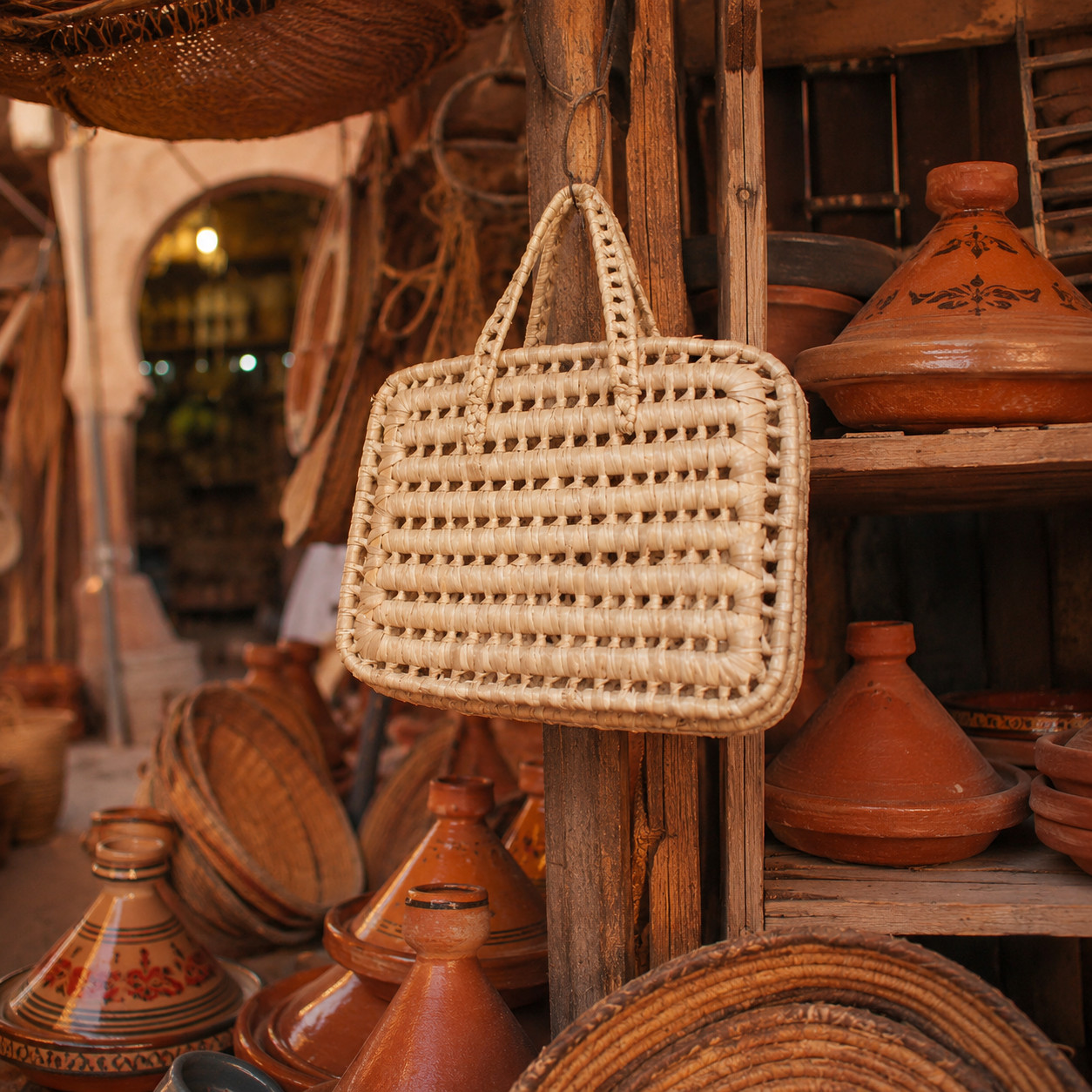 Handmade Moroccan Woven Straw Tote Bag Natural Palm Leaf Beach Basket Purse