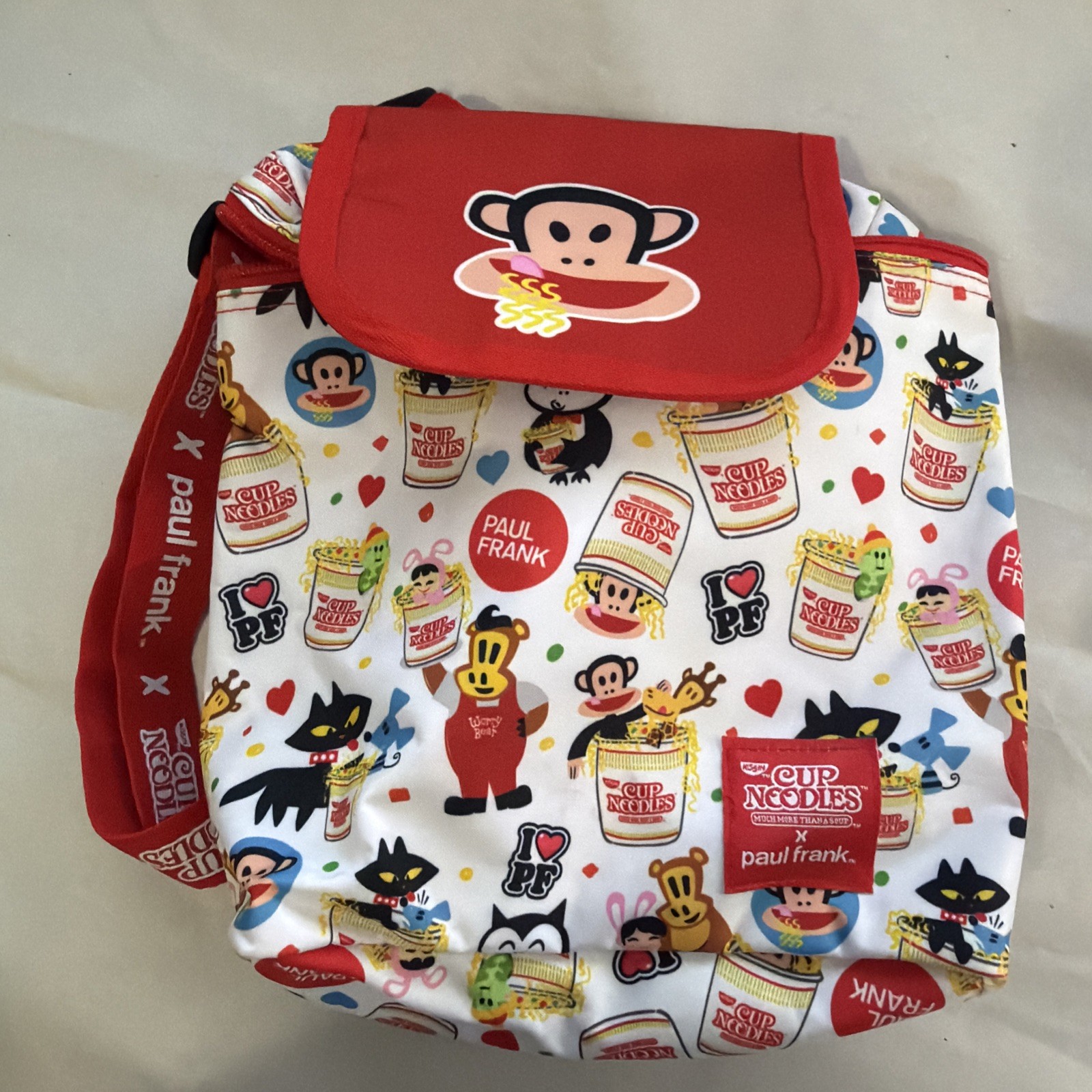Paul Frank x Cup Noodles Mini Backpack | Julius Monkey Ramen | Red & White| Rare