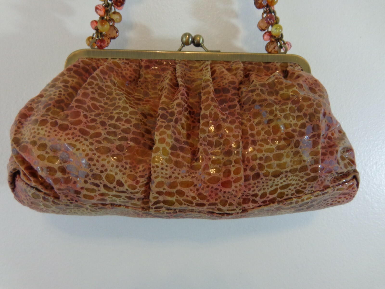 Emma Rose Purse Animal Print Beaded Embellished Chain Strap Handbag New With Tag