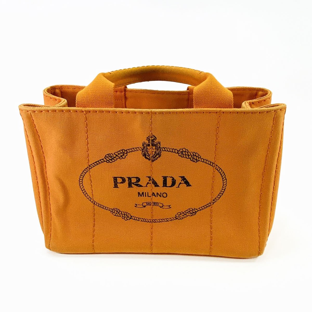 Prada CANAPA Canvas Tote Bag Orange W27.5cm H19cm D14.5cm