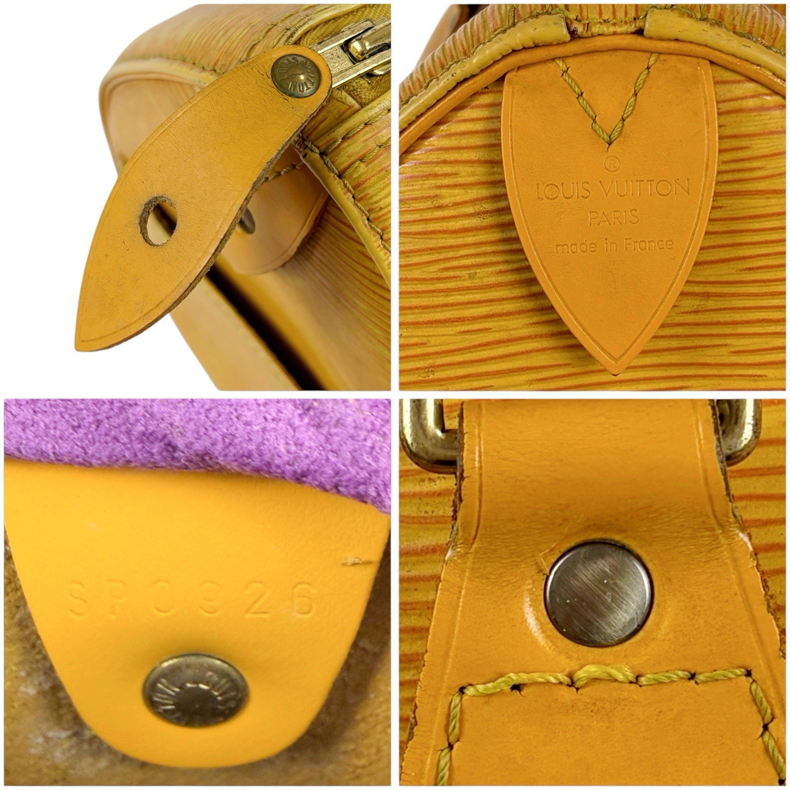 Louis Vuitton Speedy Satchel 25 Tassili Yellow Epi Leather Used Authentic