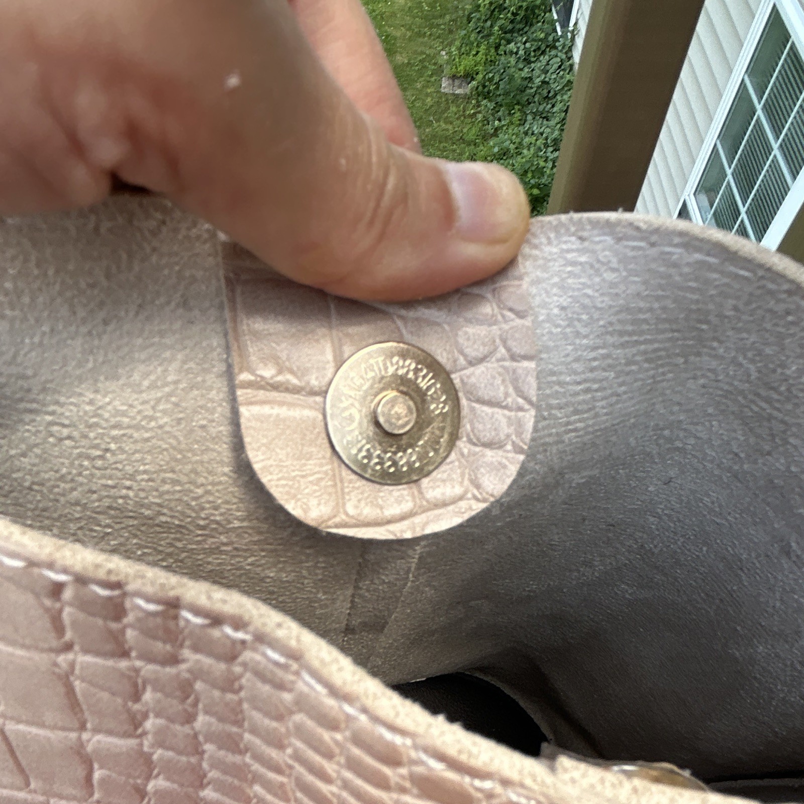 Gallantry Beige Croc Embossed Small Crossbody Bag Zip/Magnetic Gold Hardware