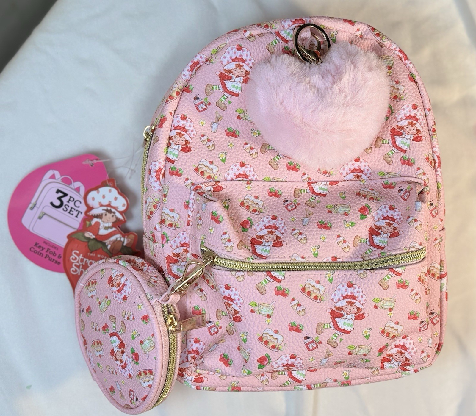 World Of Strawberry Shortcake Mini Backpack 3 Piece Pink Heart Gift Set