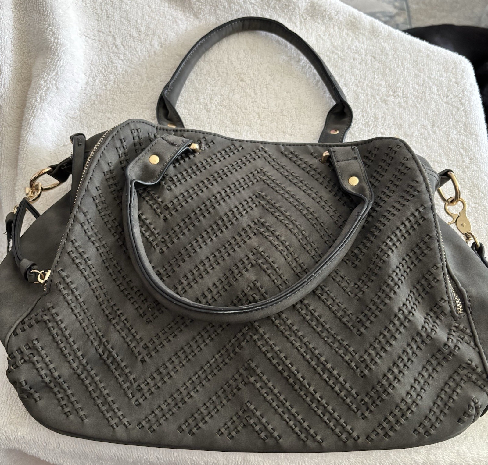 Torrid Gray Perforated Chevron Satchel Handbag Crossbody